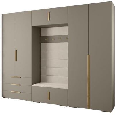 ABIKSMEBLE Inova 1 Ensemble de Meubles Garde-Robe Moderne pour Chambre à Coucher, Salon, Entrée, Chambre d'enfant Meuble de Rangement pour Dressing 236,7x300x47cm Cachemire, Manila 02, Or - Publicité ABIKSMEBLE Inova 1 Ensemble de Meubles Garde-Robe Moderne pour Chambre à Coucher, Salon, Entrée, Chambre d'enfant Meuble de Rangement pour Dressing 236,7x300x47cm Cachemire, Manila 02, Or - Publicité