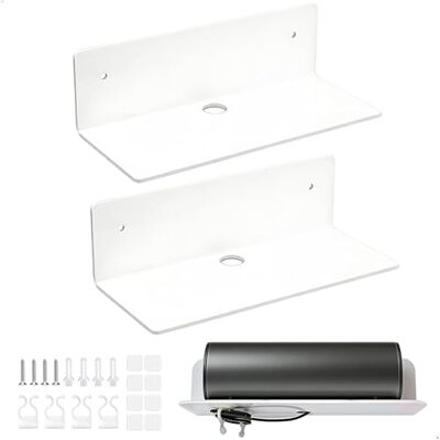 letuxaamz Étagères Murales Flottantes Sans Perçage 23 CM Petite Etagère Murale Pour Salle De Bain, Cuisine, Bureau Avec Gestion Des Câbles Pour Salon, Chambre à Coucher, Haut-Parleur, Lot De 2 - Publicité letuxaamz Étagères Murales Flottantes Sans Perçage 23 CM Petite Etagère Murale Pour Salle De Bain, Cuisine, Bureau Avec Gestion Des Câbles Pour Salon, Chambre à Coucher, Haut-Parleur, Lot De 2 - Publicité
