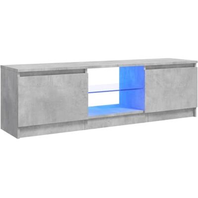 vidaXL Meuble TV avec éclairage LED, Gris béton, 120x30x36 cm, Panneaux de Bois & Verre trempé, Support TV Jusqu’à 50", Buffet Bas avec étagères, Meuble Moderne de Salon - Publicité vidaXL Meuble TV avec éclairage LED, Gris béton, 120x30x36 cm, Panneaux de Bois & Verre trempé, Support TV Jusqu’à 50", Buffet Bas avec étagères, Meuble Moderne de Salon - Publicité