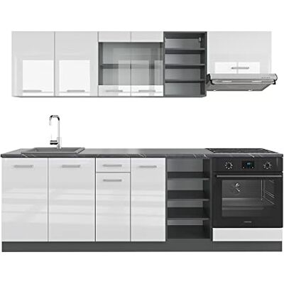 Vicco Cuisine R-Line, Blanc Brillant/Anthracite, 240cm, PT Anthracite, Compatible avec d'autres modules R-Line - Publicité Vicco Cuisine R-Line, Blanc Brillant/Anthracite, 240cm, PT Anthracite, Compatible avec d'autres modules R-Line - Publicité