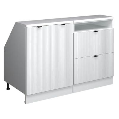 Vicco Meuble sous Pente R-Line, Blanc cannelé, 120cm Lot de 2 caissons 60 cm de Profondeur, Convient aux Murs inclinés et à Une Installation de Cuisine Variable - Publicité Vicco Meuble sous Pente R-Line, Blanc cannelé, 120cm Lot de 2 caissons 60 cm de Profondeur, Convient aux Murs inclinés et à Une Installation de Cuisine Variable - Publicité