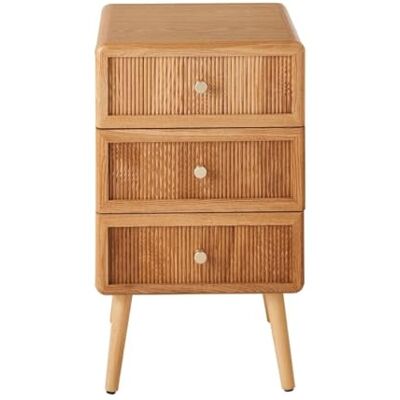 Calicosy Chevet Ava 3 Tiroirs Effet Lames Bois Poignées Dorées - Publicité Calicosy Chevet Ava 3 Tiroirs Effet Lames Bois Poignées Dorées - Publicité