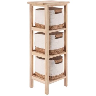 TENDANCE Meuble en Paulownia 3 Tiroirs en Matière Végétale et Coton Naturel/Blanc Salle de Bain Meubles Bois Montés - Publicité TENDANCE Meuble en Paulownia 3 Tiroirs en Matière Végétale et Coton Naturel/Blanc Salle de Bain Meubles Bois Montés - Publicité
