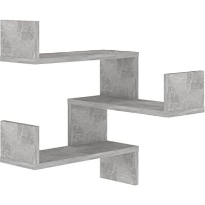vidaXL Étagère Murale d'angle, Support Suspendu, Décoration Flottante Salon Salle de Séjour, Scandinave, Gris Béton Bois d'Ingénierie - Publicité vidaXL Étagère Murale d'angle, Support Suspendu, Décoration Flottante Salon Salle de Séjour, Scandinave, Gris Béton Bois d'Ingénierie - Publicité