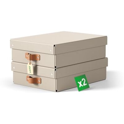 Leitz Boîtes de rangement Puro format moyen bas avec couvercle : 2 boîtes solides, boîtes empilables 8L pour maison, bureau (27x 37x10cm, beige), compatibles avec étagères, meubles cubiques - Publicité Leitz Boîtes de rangement Puro format moyen bas avec couvercle : 2 boîtes solides, boîtes empilables 8L pour maison, bureau (27x 37x10cm, beige), compatibles avec étagères, meubles cubiques - Publicité