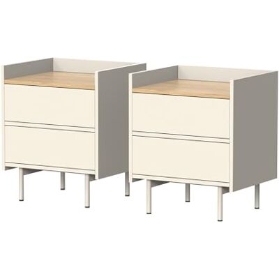 Vicco Table de Nuit Velina, Crème, Ensemble de 2, pour Le Rangement de Livres et d’Objets du Quotidien - Publicité Vicco Table de Nuit Velina, Crème, Ensemble de 2, pour Le Rangement de Livres et d’Objets du Quotidien - Publicité