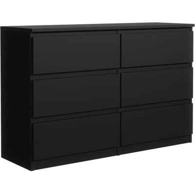 meble masztalerz Commode Chambre avec 6 Tiroirs Meuble de Rangement pour Salon et Entrée Couloir Spacieuse et Design Noir 120x39x78,5cm - Publicité meble masztalerz Commode Chambre avec 6 Tiroirs Meuble de Rangement pour Salon et Entrée Couloir Spacieuse et Design Noir 120x39x78,5cm - Publicité