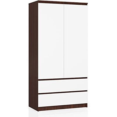 AKORD Armoire 2 Portes Armoir Chambre 2 Tiroirs avec Etagères et Une Tringle L90 x H180 x P51 cm Panneau Stratifié 16mm Armoire sans Penderie Chambre Dressing Rangement Placard - Publicité AKORD Armoire 2 Portes Armoir Chambre 2 Tiroirs avec Etagères et Une Tringle L90 x H180 x P51 cm Panneau Stratifié 16mm Armoire sans Penderie Chambre Dressing Rangement Placard - Publicité
