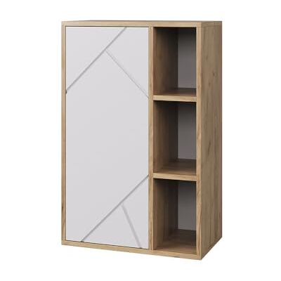 Vicco Etagère Berno, Chêne doré/Blanc, 50.1x78.4cm avec 3 Compartiments Ouverts, adapté au Montage Mural pour Un Espace de Rangement supplémentaire - Publicité Vicco Etagère Berno, Chêne doré/Blanc, 50.1x78.4cm avec 3 Compartiments Ouverts, adapté au Montage Mural pour Un Espace de Rangement supplémentaire - Publicité