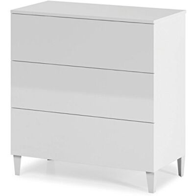 PEGANE Commode en Bois Coloris Blanc Brillant avec 3 Tiroirs Dim : 76 x 80 x 40 cm - Publicité PEGANE Commode en Bois Coloris Blanc Brillant avec 3 Tiroirs Dim : 76 x 80 x 40 cm - Publicité