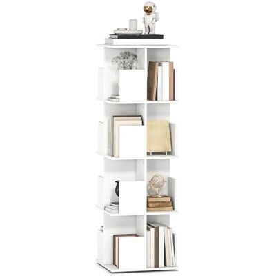 HOMCOM Bibliothèque rotative 360° à 4 Niveaux, bibliothèque étagère Rangement avec 16 Compartiments, Meuble de Rangement pour Salon, Bureau, Chambre, 39 x 39 x 128,3 cm, Blanc - Publicité HOMCOM Bibliothèque rotative 360° à 4 Niveaux, bibliothèque étagère Rangement avec 16 Compartiments, Meuble de Rangement pour Salon, Bureau, Chambre, 39 x 39 x 128,3 cm, Blanc - Publicité