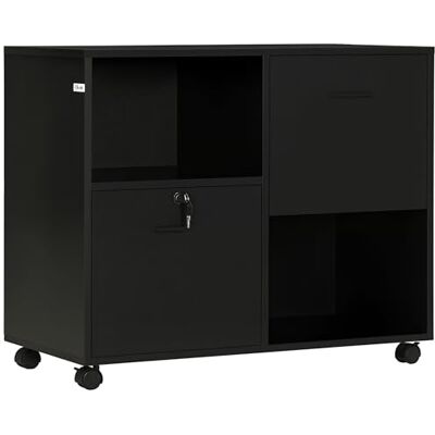 Vinsetto Armoire à tiroirs de Bureau avec 2 tiroirs à Documents et étagères Ouvertes en aggloméré, poignées en Acier, roulettes avec Blocage, 80x40x66cm, Noir - Publicité Vinsetto Armoire à tiroirs de Bureau avec 2 tiroirs à Documents et étagères Ouvertes en aggloméré, poignées en Acier, roulettes avec Blocage, 80x40x66cm, Noir - Publicité