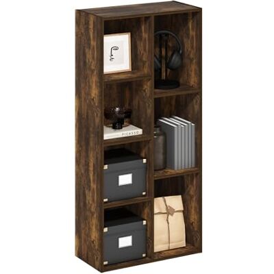 Furinno Luder Bibliothèque À 7 Cubes, 24 X 50 X 106 Cm, pour Salon, Chambre, Bureau, Couleur Pin Ambré - Publicité Furinno Luder Bibliothèque À 7 Cubes, 24 X 50 X 106 Cm, pour Salon, Chambre, Bureau, Couleur Pin Ambré - Publicité