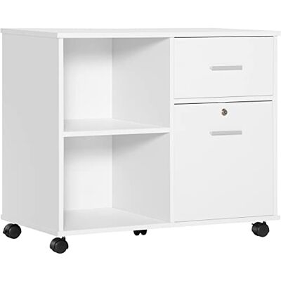 Vinsetto Caisson de Bureau verrouillable Support d'imprimante avec 2 tiroirs Meuble de Rangement de Bureau pour Format A4 86,3 x 40 x 66,5 cm en Bois Blanc - Publicité Vinsetto Caisson de Bureau verrouillable Support d'imprimante avec 2 tiroirs Meuble de Rangement de Bureau pour Format A4 86,3 x 40 x 66,5 cm en Bois Blanc - Publicité