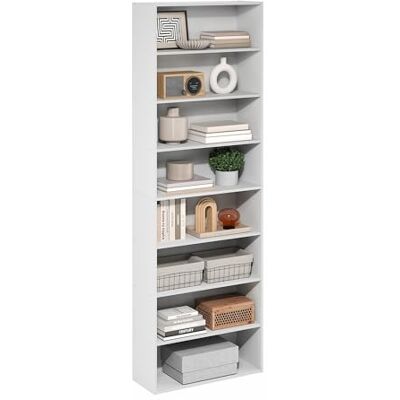 Furinno Basic Bibliothèque À 8 Niveaux, Étagère Cubique De Rangement, 30,5 X 61 X 180 Cm, pour Salon, Chambre, Bureau, Blanc - Publicité Furinno Basic Bibliothèque À 8 Niveaux, Étagère Cubique De Rangement, 30,5 X 61 X 180 Cm, pour Salon, Chambre, Bureau, Blanc - Publicité