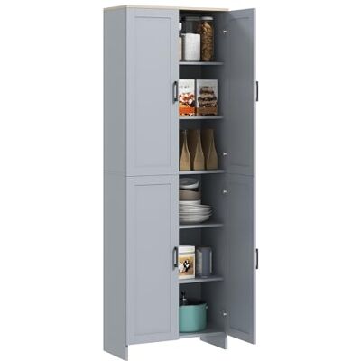 HOMCOM Armoire de Cuisine Buffet Cuisine vaisselier Meuble de Rangement Style Moderne Multi-rangements avec 4 Portes et étagères réglables, 60 x 30 x 170,5 cm, Gris - Publicité HOMCOM Armoire de Cuisine Buffet Cuisine vaisselier Meuble de Rangement Style Moderne Multi-rangements avec 4 Portes et étagères réglables, 60 x 30 x 170,5 cm, Gris - Publicité