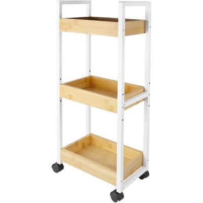 LANTUS Chariot de Rangement à roulettes, Desserte, Verrouillables, Chariot de Service pour Bureau Salon Cuisine, Capacité 25 kg,20 * 30 * 80cm-Blanc - Publicité LANTUS Chariot de Rangement à roulettes, Desserte, Verrouillables, Chariot de Service pour Bureau Salon Cuisine, Capacité 25 kg,20 * 30 * 80cm-Blanc - Publicité