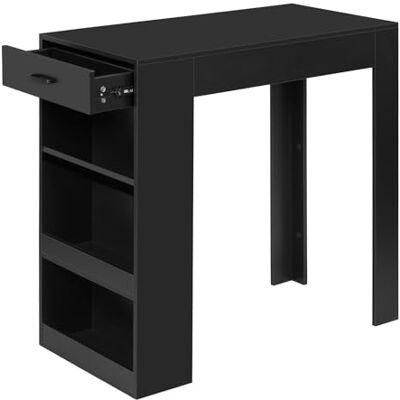 WOLTU Table de Bar, Table Haute Cuisine, 1 Tiroir et 3 Compartiments Ouverts pour Rangement Latéral, en Bois d'Ingénierie (sans Planches en Bois, Noir, 100 x 50 x 100 cm) - Publicité WOLTU Table de Bar, Table Haute Cuisine, 1 Tiroir et 3 Compartiments Ouverts pour Rangement Latéral, en Bois d'Ingénierie (sans Planches en Bois, Noir, 100 x 50 x 100 cm) - Publicité