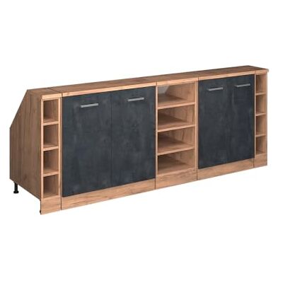 Vicco Meuble sous Pente R-Line, Béton Noir, 210cm Lot de 5 caissons 60 cm de Profondeur, Convient aux Murs inclinés et à Une Installation de Cuisine Variable - Publicité Vicco Meuble sous Pente R-Line, Béton Noir, 210cm Lot de 5 caissons 60 cm de Profondeur, Convient aux Murs inclinés et à Une Installation de Cuisine Variable - Publicité