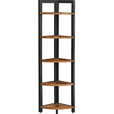 VASAGLE Étagère d'angle à 5 Niveaux, Bibliothèque du Coin, Meuble de Rangement Polyvalent, Porte-Plantes, pour Salon, Chambre, Bureau, Style Industriel, Marron Rustique et Noir LLS803B01 - Publicité VASAGLE Étagère d'angle à 5 Niveaux, Bibliothèque du Coin, Meuble de Rangement Polyvalent, Porte-Plantes, pour Salon, Chambre, Bureau, Style Industriel, Marron Rustique et Noir LLS803B01 - Publicité