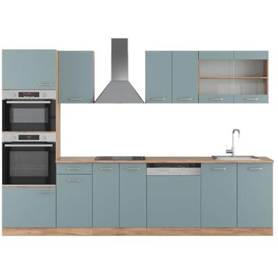 Vicco Cuisine R-Line, Bleu-Gris/chêne doré, 300cm avec Armoire Haute, PT Chêne, pour Une Extension personnalisée avec des modules complémentaires compatibles - Publicité Vicco Cuisine R-Line, Bleu-Gris/chêne doré, 300cm avec Armoire Haute, PT Chêne, pour Une Extension personnalisée avec des modules complémentaires compatibles - Publicité
