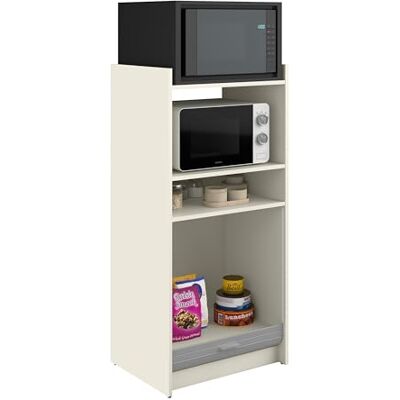 SIMMOB Meuble de Rangement de Cuisine pour Micro-Ondes et Four, Blanc/alu, L.60 cm x HT. 127 cm x P. 45 cm - Publicité SIMMOB Meuble de Rangement de Cuisine pour Micro-Ondes et Four, Blanc/alu, L.60 cm x HT. 127 cm x P. 45 cm - Publicité