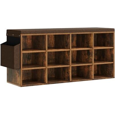 WOLTU Banc de Rangement à Chaussures, Meuble d’Entrée pour Chaussures, Étagère Autoportante à 12 Compartiments en Panneau Aggloméré avec Coussin en Tissu Gris, Marron Rustique+Marron, 102x30x48,5 cm - Publicité WOLTU Banc de Rangement à Chaussures, Meuble d’Entrée pour Chaussures, Étagère Autoportante à 12 Compartiments en Panneau Aggloméré avec Coussin en Tissu Gris, Marron Rustique+Marron, 102x30x48,5 cm - Publicité