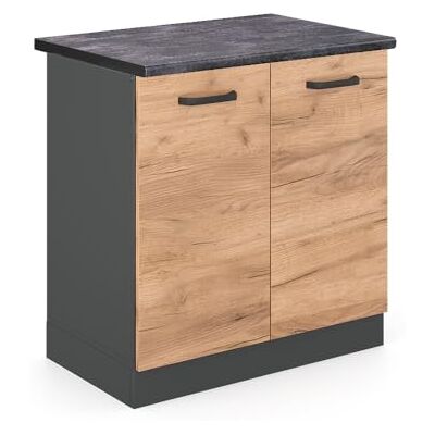 Vicco Meuble Bas sous-évier R-Line, Chêne de Force doré, 80cm, PT Anthracite, pour Une Combinaison Libre au Sein de systèmes de Cuisine modulaires - Publicité Vicco Meuble Bas sous-évier R-Line, Chêne de Force doré, 80cm, PT Anthracite, pour Une Combinaison Libre au Sein de systèmes de Cuisine modulaires - Publicité