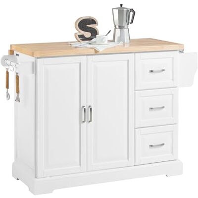 SoBuy ilot Central Cuisine avec Rangement et Plan de Travail Extensible desserte Cuisine à roulettes Meuble Cuisine avec Plan de Travail Blanc 130x91x(46-71) cm FKW41-II-WN - Publicité SoBuy ilot Central Cuisine avec Rangement et Plan de Travail Extensible desserte Cuisine à roulettes Meuble Cuisine avec Plan de Travail Blanc 130x91x(46-71) cm FKW41-II-WN - Publicité
