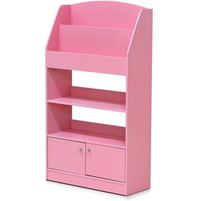 Bibliothèque Furinno Lova Rose - Avec Armoire de Rangement - Publicité Bibliothèque Furinno Lova Rose - Avec Armoire de Rangement - Publicité