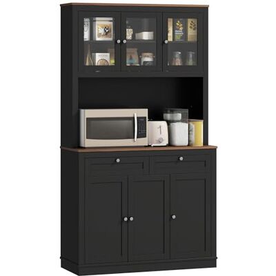 HOMCOM Buffet Haut Cuisine, Armoire de Cuisine, vaisselier, 6 Portes Dont 3 en Verre, 2 tiroirs, Plan de Travail, étagères réglables, Meuble de Rangement pour Salon Salle à Manger, 100x40x180cm, Noir - Publicité HOMCOM Buffet Haut Cuisine, Armoire de Cuisine, vaisselier, 6 Portes Dont 3 en Verre, 2 tiroirs, Plan de Travail, étagères réglables, Meuble de Rangement pour Salon Salle à Manger, 100x40x180cm, Noir - Publicité