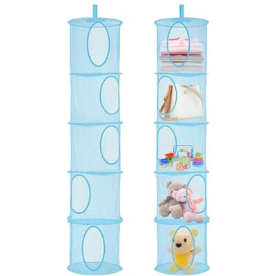 Zyluniy 2 PiècesFilet Rangement Suspendu, 5 Niveaux Filets de Rangement Pliables, Organisateur Suspendu pour Peluches, Range Peluche Organisateur en Tissu pour Jouets, Petits Vêtements (Bleu) - Publicité Zyluniy 2 PiècesFilet Rangement Suspendu, 5 Niveaux Filets de Rangement Pliables, Organisateur Suspendu pour Peluches, Range Peluche Organisateur en Tissu pour Jouets, Petits Vêtements (Bleu) - Publicité