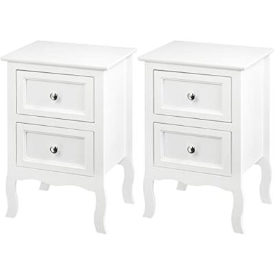 WOLTU Lot de 2 Table de Chevet en Design Rétro et Classique Table d'appoint pour Salon Table Basse avec 2 Tiroirs Table de Nuit en MDF Blanc, TS119ws-2 - Publicité WOLTU Lot de 2 Table de Chevet en Design Rétro et Classique Table d'appoint pour Salon Table Basse avec 2 Tiroirs Table de Nuit en MDF Blanc, TS119ws-2 - Publicité
