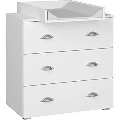 Homlando MIA Commode à langer, pour bébé, 72 x 80 x 90 cm, à tiroirs, avec plan à langer, meuble pour chambre d'enfant, grand espace de rangement, blanc mat - Publicité Homlando MIA Commode à langer, pour bébé, 72 x 80 x 90 cm, à tiroirs, avec plan à langer, meuble pour chambre d'enfant, grand espace de rangement, blanc mat - Publicité