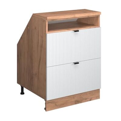 Vicco Meuble sous Pente R-Line, Blanc cannelé, 60cm 2 tiroirs, 60 cm de Profondeur, pour Une Combinaison Libre au Sein de systèmes de Cuisine modulaires - Publicité Vicco Meuble sous Pente R-Line, Blanc cannelé, 60cm 2 tiroirs, 60 cm de Profondeur, pour Une Combinaison Libre au Sein de systèmes de Cuisine modulaires - Publicité