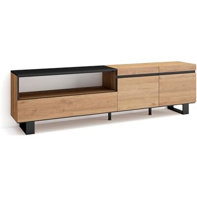 SKRAUT HOME MEUBLE TV 200x57x35cm Chêne et Noir - Publicité SKRAUT HOME MEUBLE TV 200x57x35cm Chêne et Noir - Publicité