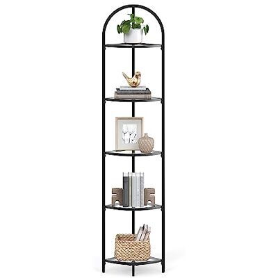 VASAGLE Étagère d’Angle à 5 Niveaux, Bibliothèque, Porte-Plantes, Étagère de Salle de Bain, Verre Trempé, Cadre en Métal, Style Moderne, pour Salon, Cuisine, Noir Classique LGT810B61 - Publicité VASAGLE Étagère d’Angle à 5 Niveaux, Bibliothèque, Porte-Plantes, Étagère de Salle de Bain, Verre Trempé, Cadre en Métal, Style Moderne, pour Salon, Cuisine, Noir Classique LGT810B61 - Publicité