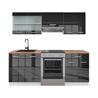 Vicco Cuisine R-Line, Anthracite Brillant/Blanc, 200cm, PT Chêne, adapté à Une Extension individuelle avec des modules supplémentaires - Publicité Vicco Cuisine R-Line, Anthracite Brillant/Blanc, 200cm, PT Chêne, adapté à Une Extension individuelle avec des modules supplémentaires - Publicité