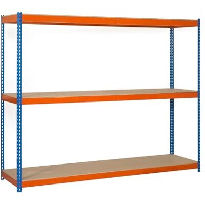 Simon Rack Étagère Charge Lourde 1500x1200x450, 3 Niveaux en Bois, 400 kg par Niveau, Structure Acier, Bleu/Orange/Bois Ecoforte - Publicité Simon Rack Étagère Charge Lourde 1500x1200x450, 3 Niveaux en Bois, 400 kg par Niveau, Structure Acier, Bleu/Orange/Bois Ecoforte - Publicité