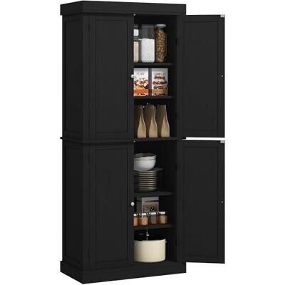 HOMCOM Buffet Haut de Cuisine 184 cm, Meuble Garde-Manger à 4 Portes avec Fermeture magnétique, étagères réglables, Meuble de Cuisine à 6 Niveaux, pour Salle à Manger/Salon, Noir - Publicité HOMCOM Buffet Haut de Cuisine 184 cm, Meuble Garde-Manger à 4 Portes avec Fermeture magnétique, étagères réglables, Meuble de Cuisine à 6 Niveaux, pour Salle à Manger/Salon, Noir - Publicité