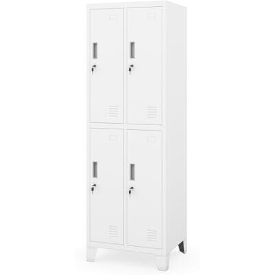 Jan Nowak Armoire vestiaire métallique 4 casiers verrouillables avec tringles penderie Ventilation Fixation Murale Structure Acier pour vestiaires Entreprises ateliers écoles - Publicité Jan Nowak Armoire vestiaire métallique 4 casiers verrouillables avec tringles penderie Ventilation Fixation Murale Structure Acier pour vestiaires Entreprises ateliers écoles - Publicité