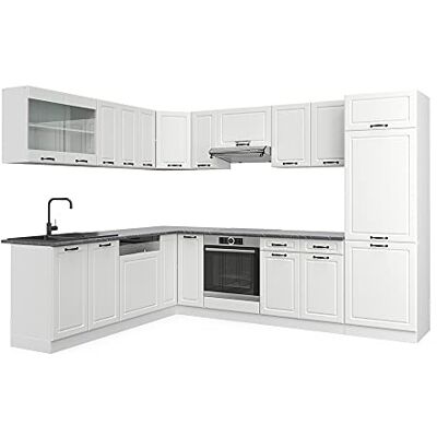 Vicco Cuisine en Angle R-Line, Blanc Campagne/Blanc, 287x46cm sans PT, Extensible de manière Flexible avec des éléments modulaires - Publicité Vicco Cuisine en Angle R-Line, Blanc Campagne/Blanc, 287x46cm sans PT, Extensible de manière Flexible avec des éléments modulaires - Publicité