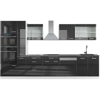 Vicco Ligne de Cuisine R-Line, Anthracite Brillant/Blanc, 350cm avec Armoire Haute, PT Anthracite, adapté à Une Disposition et Une Extension personnalisées - Publicité Vicco Ligne de Cuisine R-Line, Anthracite Brillant/Blanc, 350cm avec Armoire Haute, PT Anthracite, adapté à Une Disposition et Une Extension personnalisées - Publicité