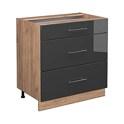 Vicco Meuble Cuisine Fame-Line, Anthracite Haute Brillance, 80cm avec 3 tiroirs, sans PT, à Combiner avec d'autres modules de la série Fame-Line - Publicité Vicco Meuble Cuisine Fame-Line, Anthracite Haute Brillance, 80cm avec 3 tiroirs, sans PT, à Combiner avec d'autres modules de la série Fame-Line - Publicité