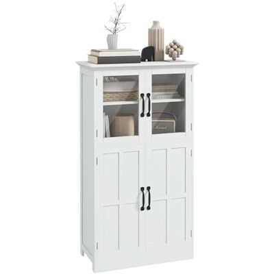HOMCOM Buffet de Cuisine Armoire de Cuisine contemporaine Multi-rangements 2 placards, Portes en Verre, 4 étagères en Bois Blanc - Publicité HOMCOM Buffet de Cuisine Armoire de Cuisine contemporaine Multi-rangements 2 placards, Portes en Verre, 4 étagères en Bois Blanc - Publicité