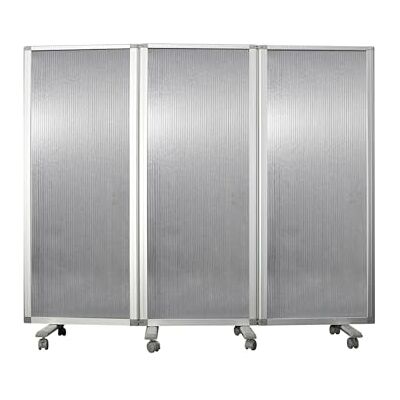 KARAT Paravent en Feutre, Cloison de présentation Tableau d'affichage Double Face en 3 Pièces avec roulettes verrouillables et Cadre en Aluminium (Longueur 90-270 cm Hauteur 180 cm, Gris) - Publicité KARAT Paravent en Feutre, Cloison de présentation Tableau d'affichage Double Face en 3 Pièces avec roulettes verrouillables et Cadre en Aluminium (Longueur 90-270 cm Hauteur 180 cm, Gris) - Publicité