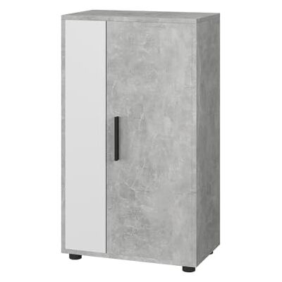 Vicco Commode Berno, Béton/Blanc, 50.1x87.3cm avec 2 Compartiments, adapté au Rangement de Divers Objets - Publicité Vicco Commode Berno, Béton/Blanc, 50.1x87.3cm avec 2 Compartiments, adapté au Rangement de Divers Objets - Publicité