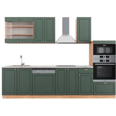 Vicco Cuisine Fame-Line, Chêne Vert et Or/chêne doré, 300cm avec Armoire Haute, PT Marbre, pour Une Extension personnalisée avec des modules complémentaires compatibles - Publicité Vicco Cuisine Fame-Line, Chêne Vert et Or/chêne doré, 300cm avec Armoire Haute, PT Marbre, pour Une Extension personnalisée avec des modules complémentaires compatibles - Publicité