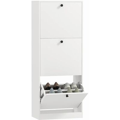 HOMCOM Armoire à chaussures avec 3 abattants, Étagère à chaussures avec séparateurs réglables, Commode à chaussures Étroite Benne à chaussures pour 12 paires de chaussures 47 x 26 x 120 cm, Blanc - Publicité HOMCOM Armoire à chaussures avec 3 abattants, Étagère à chaussures avec séparateurs réglables, Commode à chaussures Étroite Benne à chaussures pour 12 paires de chaussures 47 x 26 x 120 cm, Blanc - Publicité