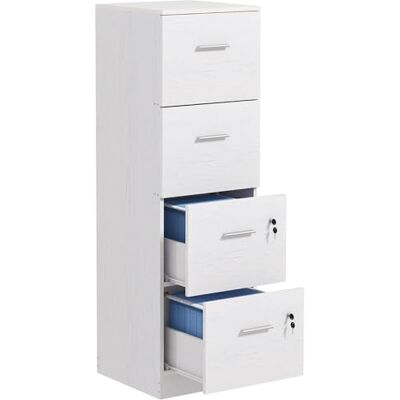 HOMCOM Classeur de Bureau avec 4 tiroirs, classeur de Bureau à tiroirs avec Serrure et clé pour Format Lettre/légal/A4, classeur Vertical à roulettes pour la Maison, 40x42x131 cm, Blanc - Publicité HOMCOM Classeur de Bureau avec 4 tiroirs, classeur de Bureau à tiroirs avec Serrure et clé pour Format Lettre/légal/A4, classeur Vertical à roulettes pour la Maison, 40x42x131 cm, Blanc - Publicité